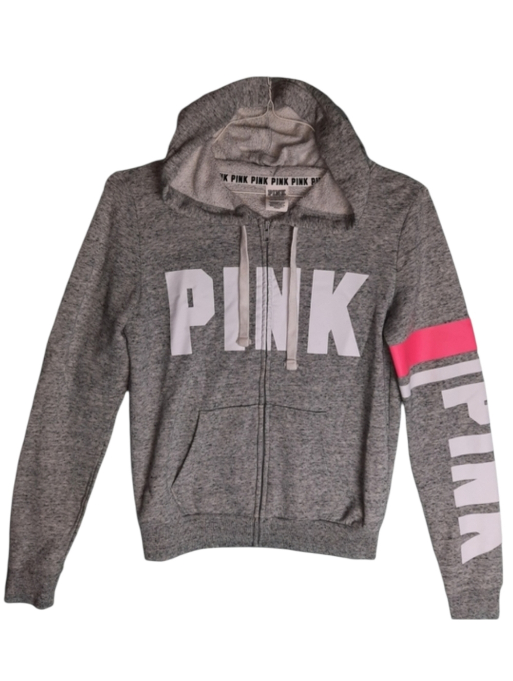 VS PINK Gray French Terry Graphic Zip Hoodie SZ S